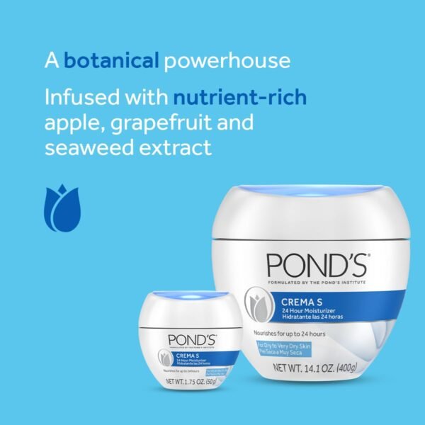 61h37f7WkLL._SL1200_.jpg POND'S Crema S Nourishing Face Moisturizer for Women, Skin Care Facial Moisturizer Cream for Dry to Very Dry Skin, Nourishes for up to 24 hours 14.1 oz