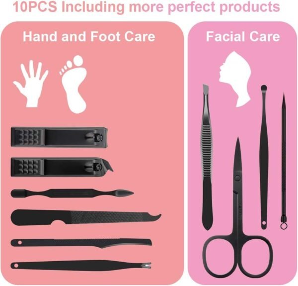Manicure Kit, OKOM Manicure Set, Mens Grooming Kit, Nail Care Set, Manicure Kit for Men and Women,Nail Kit,Grooming Kit,Manicure Set Nail Clippers File,Nail Clipper Set,Care Kit,Gifts for Men(10PCS)