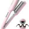 Curling Iron Hair Crimper Waver - TYMO ROVY Beach Waves Curling Wand, Ionic Deep Waver Hair Curler Tool with Ceramic 3 Barrel for Women, Dual Voltage, Anti-Scald, Easy to Use, Pink, 1 Inch