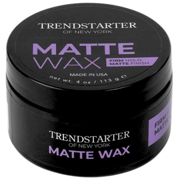 TRENDSTARTER - MATTE WAX (4oz) - Firm Hold - Matte Finish - Premium Water Based All-Day Hold Hair Styling Pomade – Flake-Free Styling Wax for All Hair Types