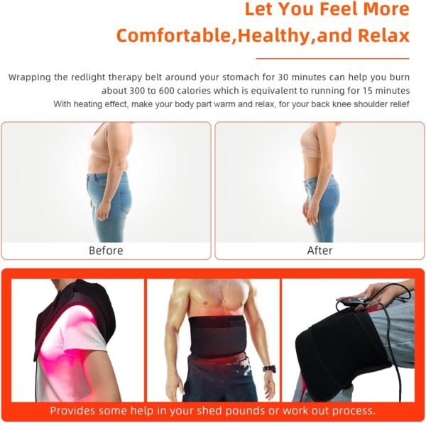 Red Light Therapy Infrared Light Therapy Pad for Body Pain NIR Deep Therapy for Back Knee Hands Feet Relief Portable 660nm 850nm Home Heating Light Therapy Wrap Belt Gift for Women Men