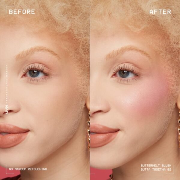 NYX PROFESSIONAL MAKEUP Buttermelt Powder Blush, Fade and Transfer-Resistant Blush, Up to 12HR Make Up Wear, Vegan Formula - Butta Together