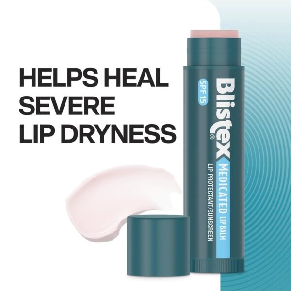 61jJ9Aqb4oL._SL1500_.jpg Blistex Medicated Lip Balm, 0.15 Ounce, 3 Count (Pack of 1) Prevent Dryness & Chapping, SPF 15 Sun Protection, Seals in Moisture, Hydrating Lip Balm, Easy Glide Formula for Full Coverage
