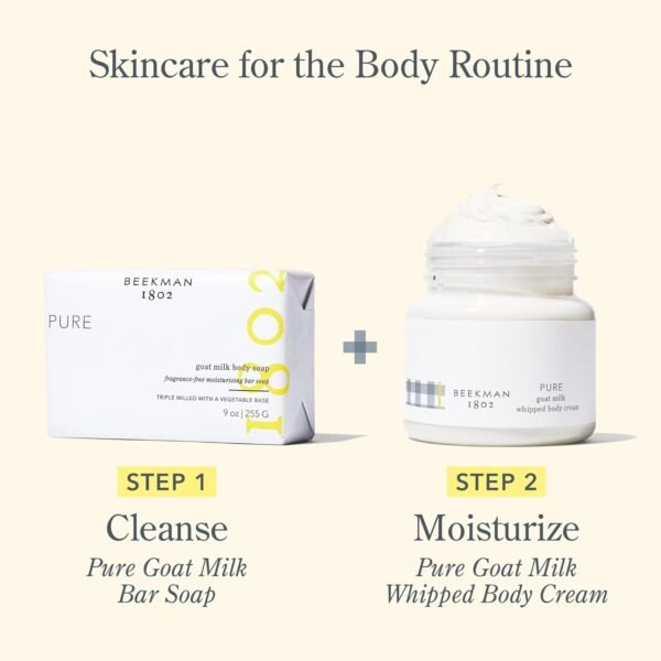 Beekman 1802 Whipped Body Butter Cream with Goat Milk - Deeply Moisturizes, Softens Skin - Natural & Gentle for All Skin Types - Non-Greasy, Cruelty-Free, 8 oz