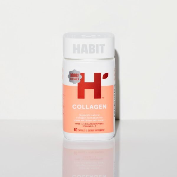 61kGBOms3OL._AC_SL1500_.jpg Habit Collagen Supplement (60 Capsules) - New Look, 2000mg Collagen Peptides, Vitamin C & Vitamin E, Skin Health, Antioxidants, Non-GMO, Gluten Free (1 Pack)