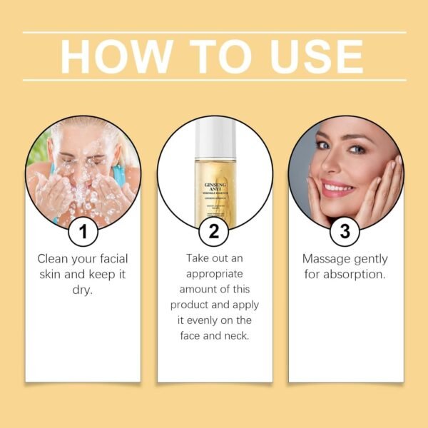 Ginseng Essence Anti Wrinkle Essence Water, Wild Ginseng Serum Extract Liquid Essential Oil, Korean Polypeptide Anti-Ageing, Firming & Tighten kincare Serums Moisturizer Gentle (2)