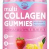 61lFZAQNpyL._AC_SL1500_.jpg Multi Collagen Peptides Gummies, Type I, II, III, V, X - Hydrolyzed Collagen Peptides with Biotin, Hyaluronic Acid, Supports Healthy Skin, Strong Nails & Thick Hair, 60 Count, 1 Pack