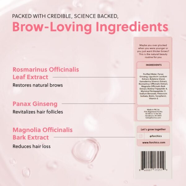 ForBrow Eyebrow Growth Serum For Thicker Brows - Natural & Organic Conditioner For Fuller and Thick Eyebrows | Vegan & Cruelty-Free Formula | New Innovative Peptides - [0.10 fl. oz/ 3ml]