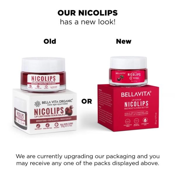 61mQ6UaZmVL._SL1500_.jpg BellaVita Luxury NicoLips Lip Scrub 20gm | Lip Balm For Exfoliation & Dark Lip Moisturizing | With Goodness of Beetroot, Shea Butter & Walnut Lip Scrub | Lip scrubber exfoliator for Women and Men