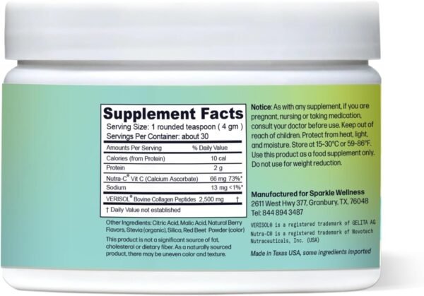 Sparkle Skin Boost (Mixed Berry) [30-Serves] Verisol Collagen Peptides Protein Powder Vitamin C Supplement Drink