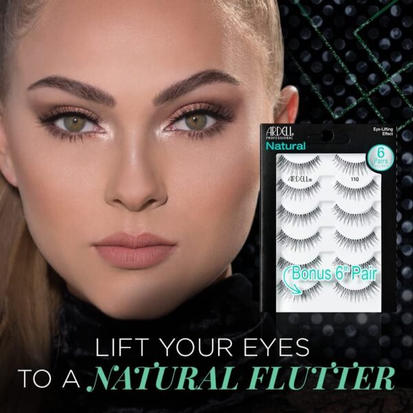 61n8zY3KMML._SL1000_.jpg Ardell False Eyelashes, Natural 110, 5 pair + bonus pair Multipack for Eye-Lifting Effect
