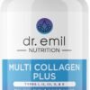 DR. EMIL NUTRITION Multi Collagen Pills - Collagen Supplements to Support Hair, Skin, Nails, & Joints - Hydrolyzed Collagen Supplements for Women with Types I, II, III, V & X - 90 Capsules