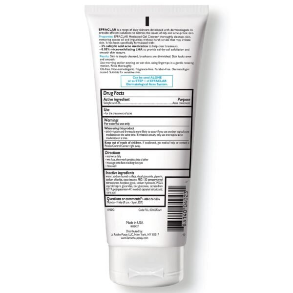 61nhzmXLvxL._SL1200_.jpg La Roche-Posay Effaclar Medicated Gel Cleanser, 2% Salicylic Acid Cleanser + LHA + Glycerin, Foaming Acne Face Wash, Helps Clear & Prevent Acne Breakouts, Oil Free, Targets Excess Oil