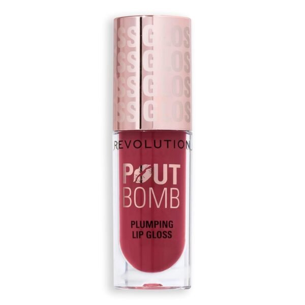 61njH6oagL._SL1500_.jpg Revolution Beauty, Pout Bomb Plumping Lip Gloss, High-Shine for Glossy, Fuller & Plump Lips with Hyaluronic Acid & Peptides, Vegan & Cruelty-Free, Deep Rosewood Rose Pink, 0.15 Fl Oz