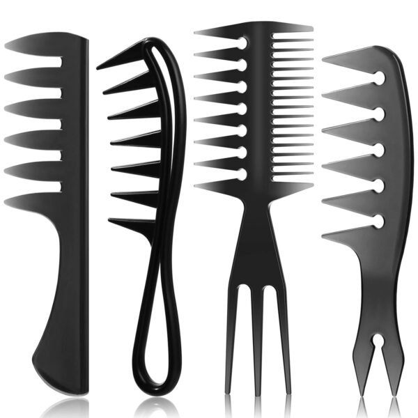 61ok4valYiL._SL1500_.jpg Sieral 4 Pcs Hair Comb Styling Set Double Side Tail Combs with Pick Barber Wide Tooth Tool for Men Women Beard Hairstylist Tools African American Accessories, Black, 4 Styles