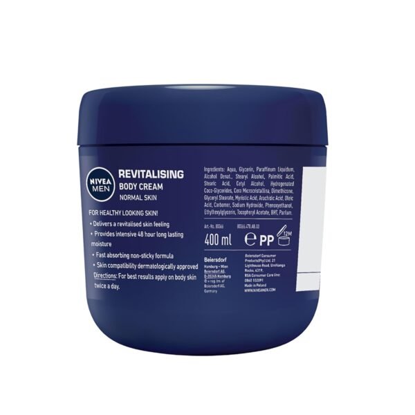 Nivea Men Body Cream Revitalising Body Cream, 13.5oz, with caring Vitamin E- for a revitalised skin feeling