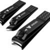 German Nail Clippers for Men, VANWIN Nail Clipper Set (4-Pack) Ultra Sharp Matte Stainless Steel Fingernail & Toenail Clippers with Glass Nail File, Nail Cutter Stocking Stuffers for Men Women Black