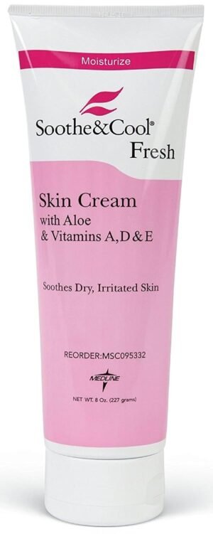 Medline Remedy Essentials Skin Cream, (8 oz Tube), Fresh Scent, Moisturizer, Hydrating, Dry Skin Care, Aloe, Vitamins A, D & E, Dimethicone, Hypoallergenic, Body Lotion, Men, Women, Elderly