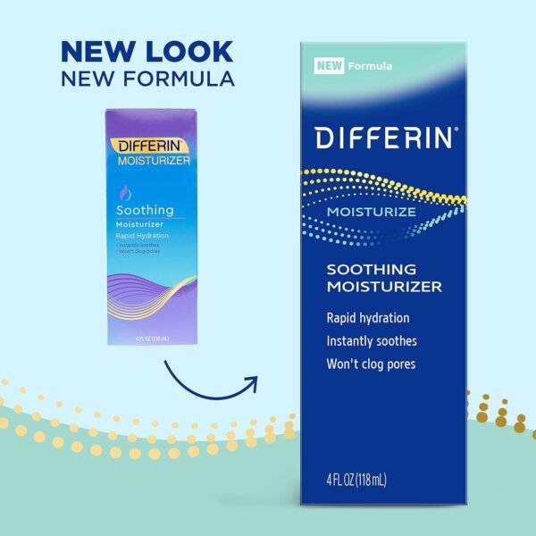 61q92SxcYJL._SL1500_.jpg Differin Face Moisturizer, Soothing Lotion for Face and Body, Gentle Skin Care for Acne Prone Sensitive Skin, 4 oz (Packaging May Vary)