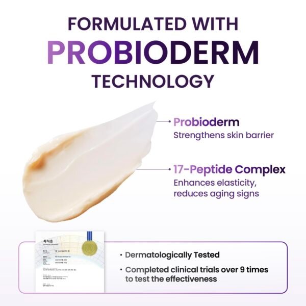 Probioderm 3D Lifting Cream 1.7 fl oz | Advanced Korean Anti-Aging Probiotic Facial Night Cream with 17-Peptide Complex & Patented Probioderm for Wrinkles on Face and Neck