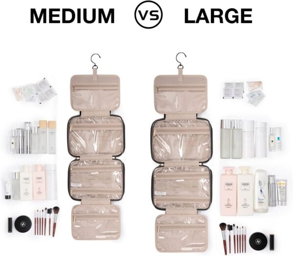 61qqdpUNUKL._AC_SL1500_.jpg BAGSMART Toiletry Bag Travel Bag with Hanging Hook, Water-resistant Makeup Cosmetic Bag Travel Organizer for Accessories, Shampoo, Full-size Container, Toiletries