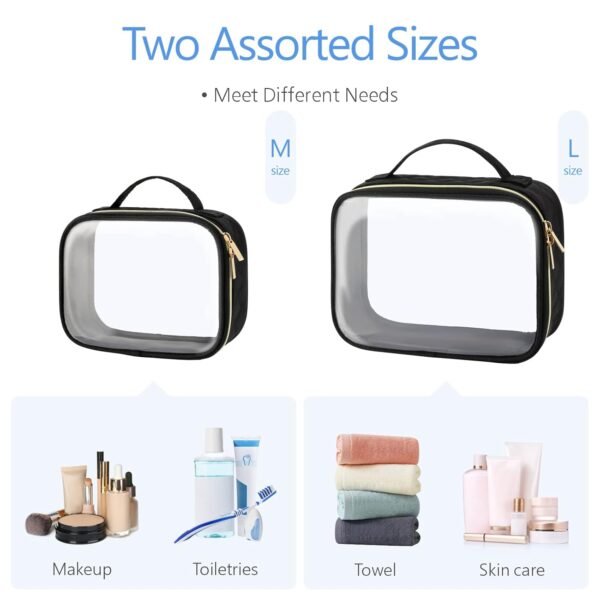 61rxxKDZ3tL._SL1500_.jpg PACKISM Clear Makeup Bag - TSA Approved Toiletry Bag with Handle Large Opening, Clear Toiletry Bags for Traveling Travel Essentials, Travel Bags for Toiletries, Black