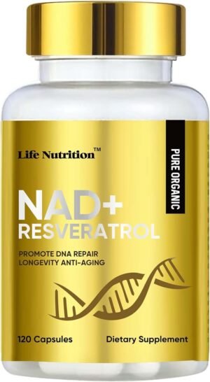 Life Nutrition-NAD+ Supplement 1000mg 120 Capsule - True NAD+ & Resveratrol,NMN Alternative for Anti-Aging