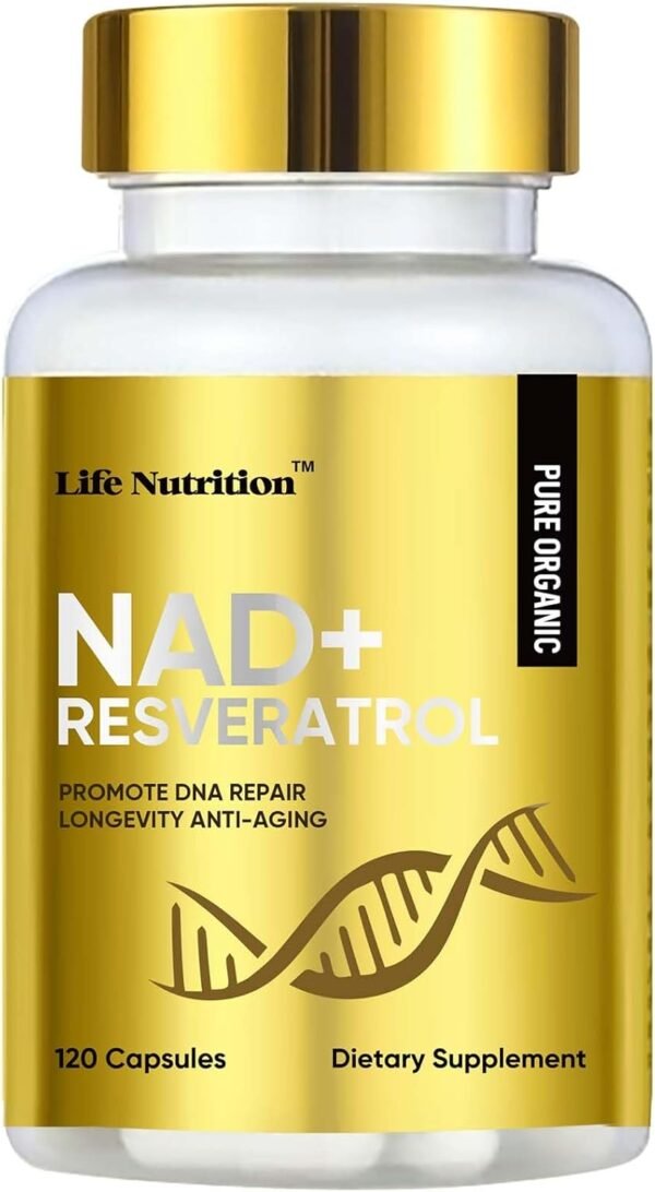 Life Nutrition-NAD+ Supplement 1000mg 120 Capsule - True NAD+ & Resveratrol,NMN Alternative for Anti-Aging