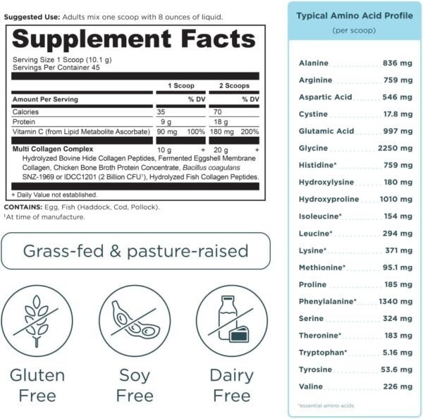 Ancient Nutrition Collagen Powder Protein with Probiotics, Unflavored Multi Collagen Protein with Vitamin C, 45 Servings, Hydrolyzed Collagen Peptides Supports Skin and Nails, Gut Health, 16oz