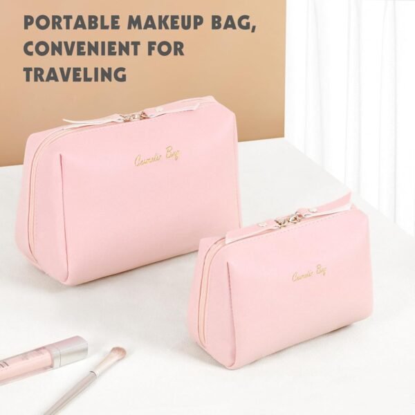 61sBGZngSL._AC_SL1500_.jpg Topwey Makeup Bag, Travel Essentials Cosmetic Bags for Women, Waterproof Portable Pouch travel toiletry bag with Divider (Pink, Small)
