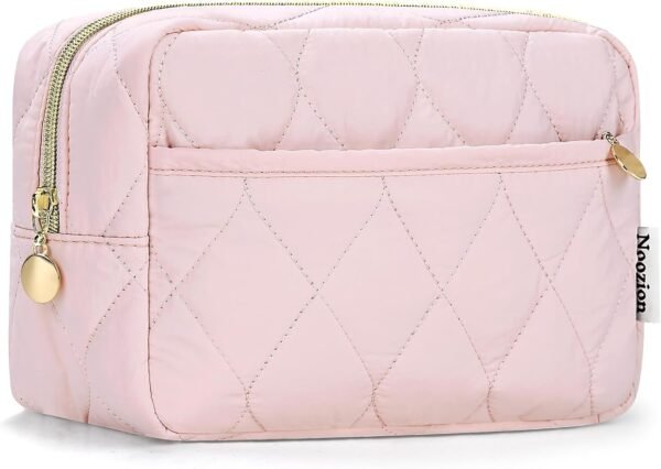 Noozion Makeup Bag, Travel Cosmetic Bag, Puffy Padded Make Up Bag for Women, Makeup Organizer Case, Wide-open Pouch Purse, Travel Essentials