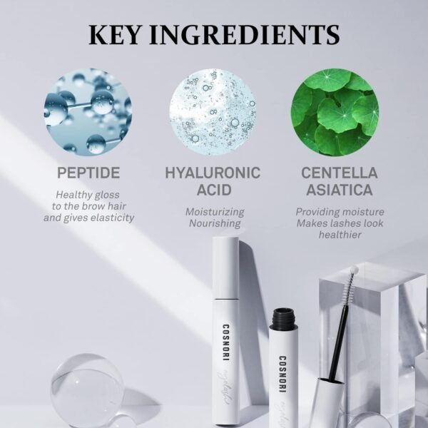 COSNORI Long Active Eyelash Serum - Korean Eyelash Boost Serum - Eyebrow Growth Enhancer for Longer and Thicker - Vegan Prostaglandin Free & Non Irritating - Peptides, Hyaluronic Acid, 0.3 fl.oz.