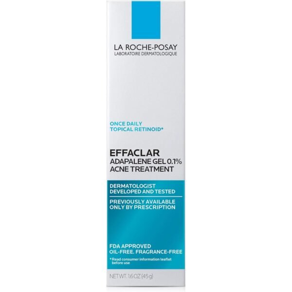 61uNK2YBm6L._SL1500_.jpg La Roche-Posay Effaclar Adapalene Gel 0.1% Acne Treatment, Retinoid Cream, Acne Medication Gel For Blackheads & Whiteheads, Oil Free, Helps Clear And Prevent Blemishes & Clogged Pores
