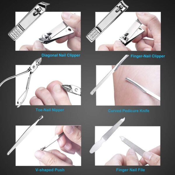 61upY4gkdjL._SL1001_.jpg Nail Clippers Set Fingernail and Toenail Clipper Cutters, Manicure Pedicure Kit 18 Pieces Stainless Steel Professional Grooming Kits, Nail Care Tools with Luxurious Travel Case