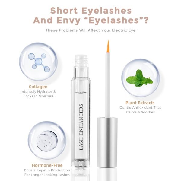 Eyelash Serum, Nutrient Formula Lash Serum Growths Fuller & Longer Looking, Clear Eyebrow Growth Serums With Mascara Tube Natural Formula Vegan & Cruelty-Free
