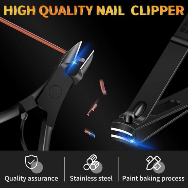 Manicure Set 16 In 1 Professional Stainless Steel Pedicure Kit Toenail Clippers Set Mens Grooming Kit Fingernail Kit for Women with Luxurious Travel Bag, Suitable for Home, Travel, and Salon (Black)