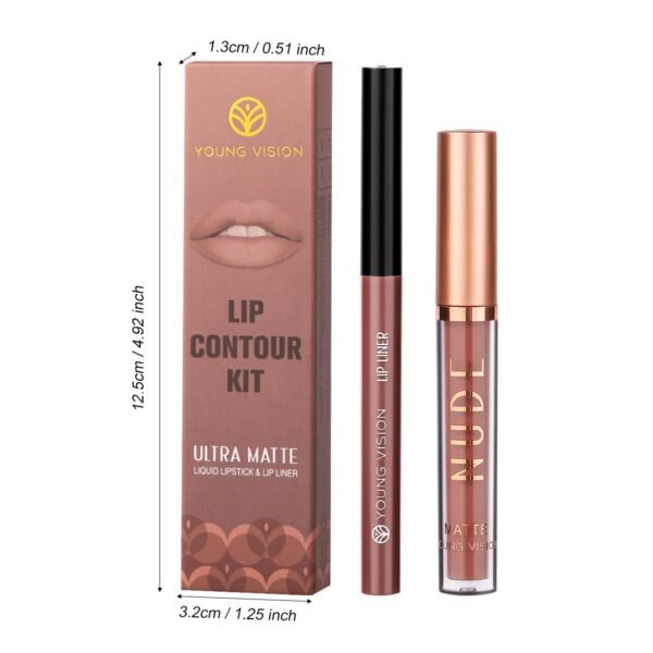 YOUNG VISION Liquid Lipstick & Lip liner Combo Set, Matte Lip Contour Kit - Durable, Waterproof, Kit de Labios Matte for Lasting Definition…