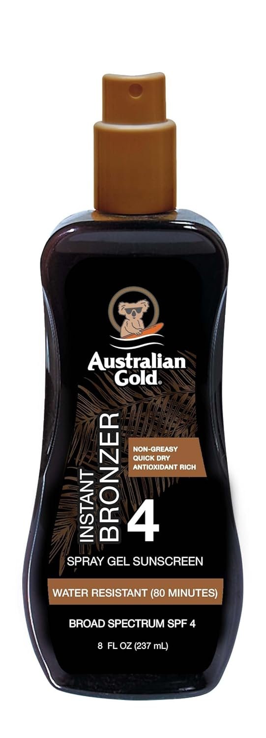 61w9BuC0GaL._SL1500_.jpg Australian Gold Spray Gel Sunscreen with Instant Bronzer SPF - 4, 8 Ounce | Moisturize & Hydrate Skin | Broad Spectrum | Water Resistant | Non-Greasy | Oxybenzone Free | Cruelty Free