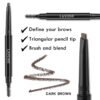 LAVONE Eyebrow Stamp Pencil Kit for Eyebrows Makeup, with Waterproof Eyebrow Pencil, Eyeliner, Eyebrow Pomade, and Dual-ended Eyebrow Brush - Dark Brown