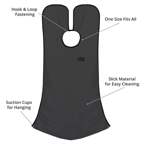 BEARD KING Beard Bib Apron - Shaving Set for Dad - As Seen on Shark Tank - Men's Hair Catcher for Shaving - Grooming Accessories, Black