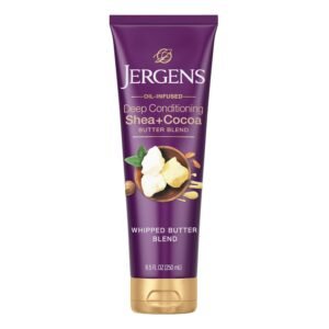 Jergens Shea and Cocoa Whipped Body Butter Lotion, Tone Enriching Hand And Body Lotion for Dry Skin, with Vitamins B3 & E, 8.5 Oz