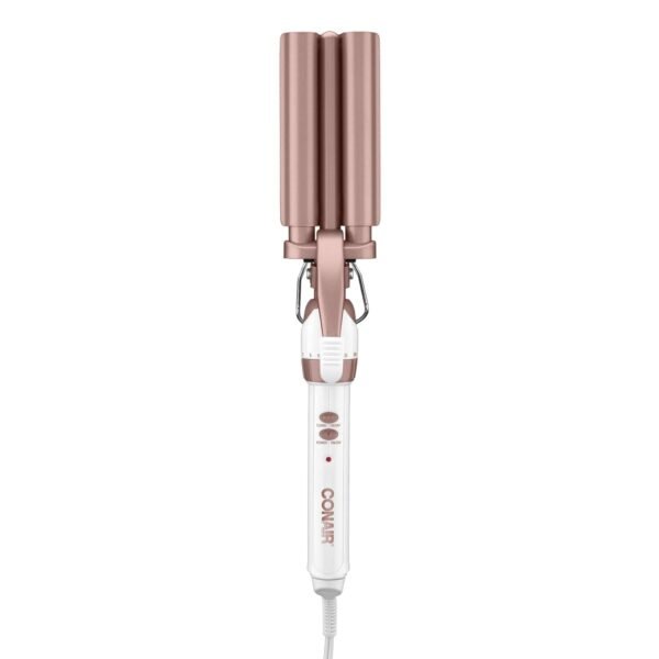 61xfwrImnaL._SL1500_.jpg Conair Double Ceramic 3 Barrel Curling Iron, Hair Waver, Create Beachy Waves, Long-Lasting Natural Tight Waves for all Hair Lengths, White / Rose Gold