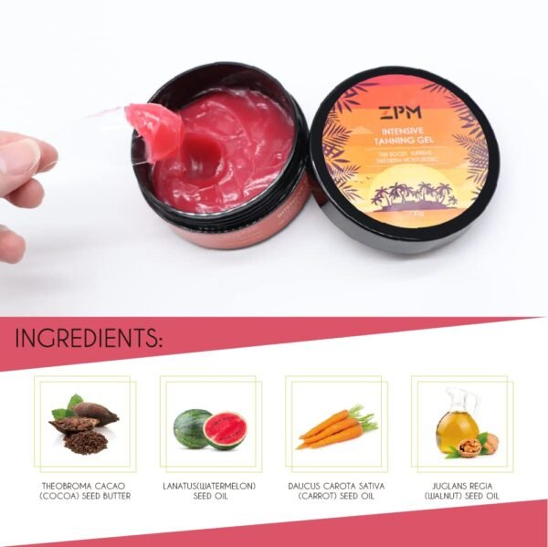 Tanning Lotion, Accelerator Tanning Cream Self Tanner Gel for Outdoor & Indoor Skin Tanning SunBeds, Intensive Powerful Tan-boosting Butter, Achieve Brown Natural Tan Skin,100g (Watermelon)