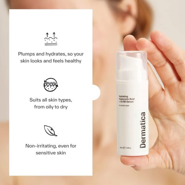 61z0v9bxFTL._SL1500_.jpg Dermatica Hyaluronic Acid Hydrating Face Serum with Vitamin B5 | Anti-Ageing and Anti-Wrinkle Skincare I Fast Absorbing Hydrating Serum for Dehydrated Skin | Fragrance Free Skin Care (30ml)