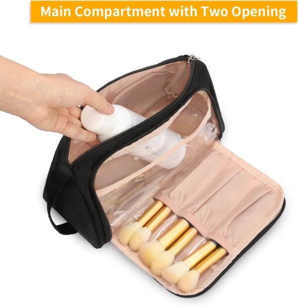 CUBETASTIC Small Makeup Bag, Makeup Pouch, Travel Cosmetic Organizer for Women and Girls (Oxford Cloth, Black)