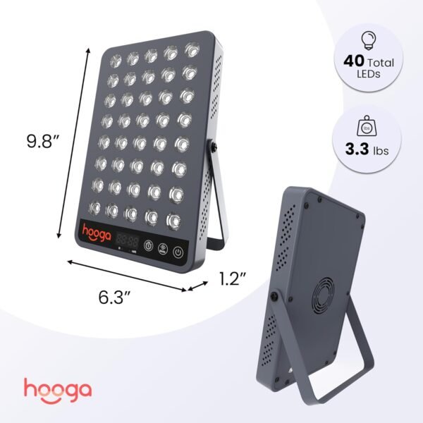 Hooga Red Light Therapy, 660nm 850nm Near Infrared Light Therapy with Timer, Built in Stand, Clinical Grade High Power Output for Skin Health, Pain Relief, Muscle Recovery, Performance. HG200