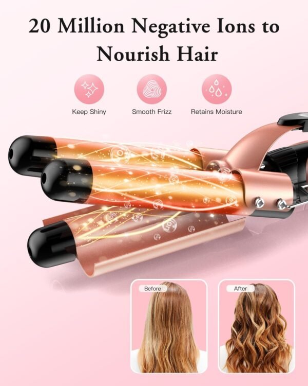 71kBhRaFfL._SL1500_.jpg Waver Curling Iron Wand, BESTOPE PRO 5 in 1 Curling Wand Set with 3 Barrel Hair Crimper for Women, Fast Heating Hair Wand Curler in All Hair Type