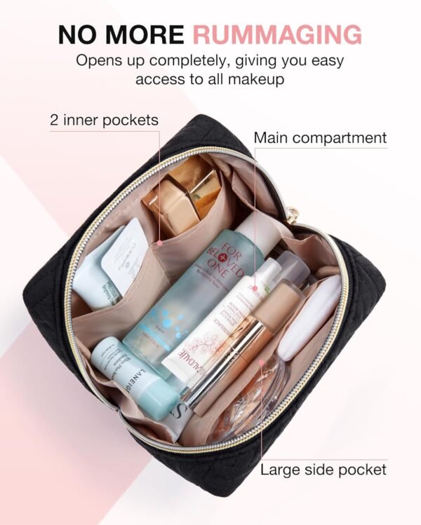 71-Urng-QGL._AC_SL1500_.jpg BAGSMART Small Makeup Bag, Travel Cosmetic Bag Make Up Pouch Small Travel Zipper Pouch,Water-resistant Toiletry Bag,Makeup Organizer Bag for Women,Black
