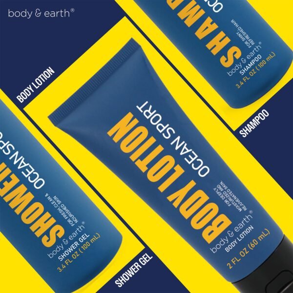 Bath and Body Gift Set for Men Body Wash Set with Fresh Ocean Scent Shower Gel, Body Lotion, Shampoo, Birthday Gifts for Men,regalos para hombre, Birthday Gifts for Him