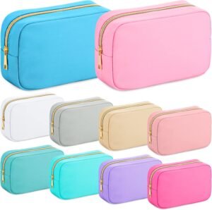 71-pgp1-DGL._AC_SL1500_.jpg Sweetude 10 Pieces Nylon Makeup Bag Cosmetic Bags for Women Reusable Makeup Organizer Bag Cosmetic Travel Bag Big Capacity Toiletry Travel Organizer with Zipper(Colorful)